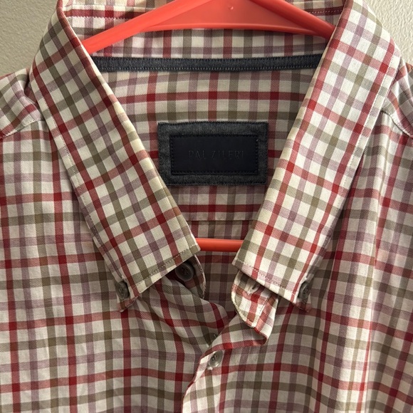 Pal Zileri Men's Red and White Checkered Shirt Size: XXL - Picture 2 of 3